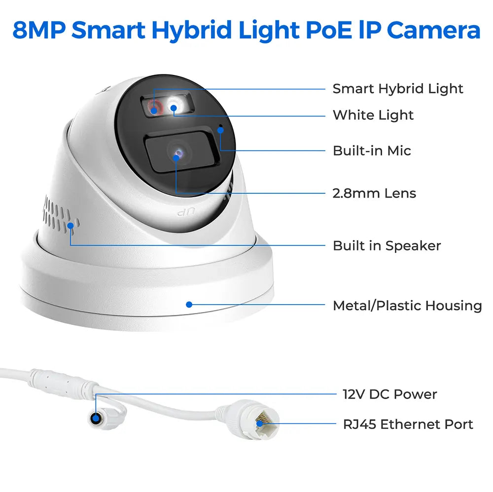 8MP Active Deterrence Security PoE Camera 4K with Siren | HS-CUT68G2-LIA/SL - HITOSINO