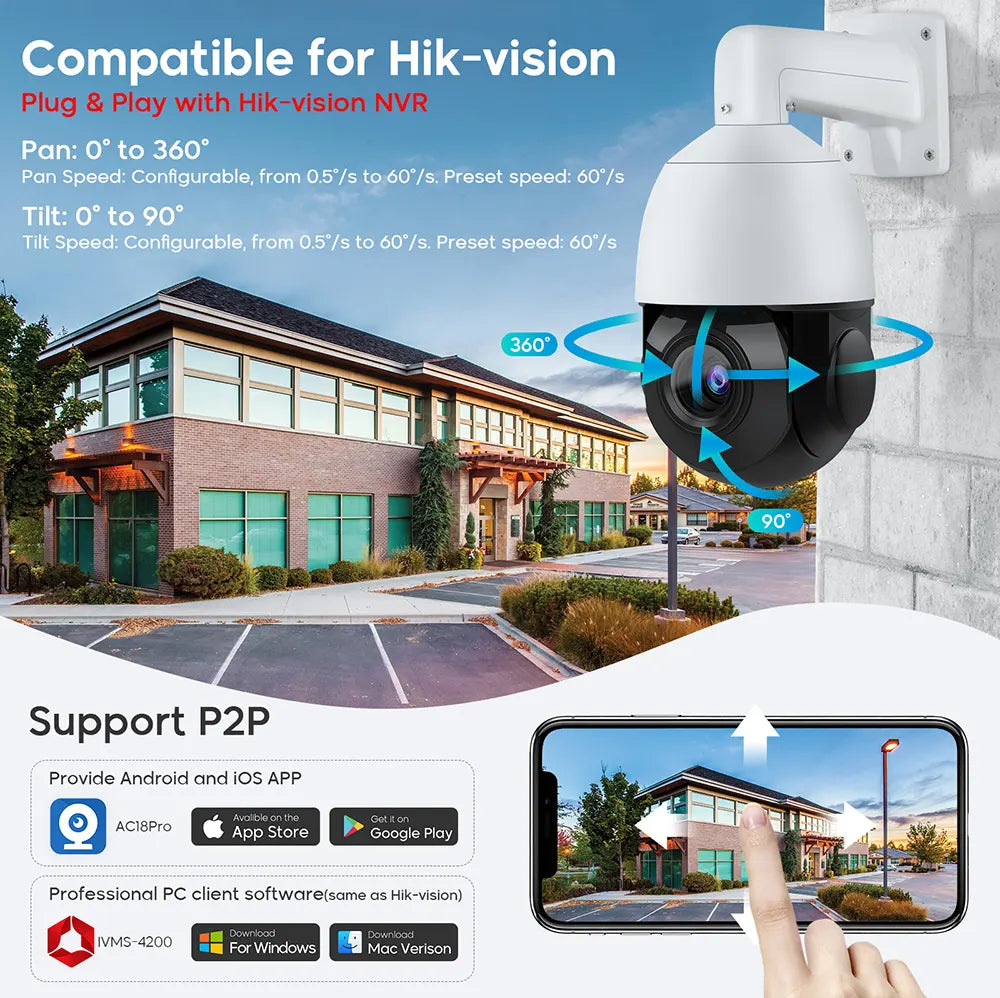 8MP Long Range Zoom PTZ Surveillance Camera with Auto Tracking | PTZ-4818X-IZ - HITOSINO