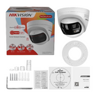 HITOSINO outdoor night vision turret camera with 8MP dual lens wide-angle, black housing, mounted for surveillance.
