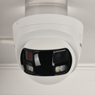 HITOSINO 8MP outdoor night vision turret camera with dual lens and wide-angle view, suitable for security surveillance.