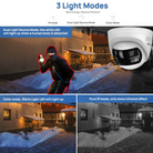 HITOSINO 8MP outdoor night vision turret camera with dual lenses and wide-angle view, mounted outdoors for surveillance.