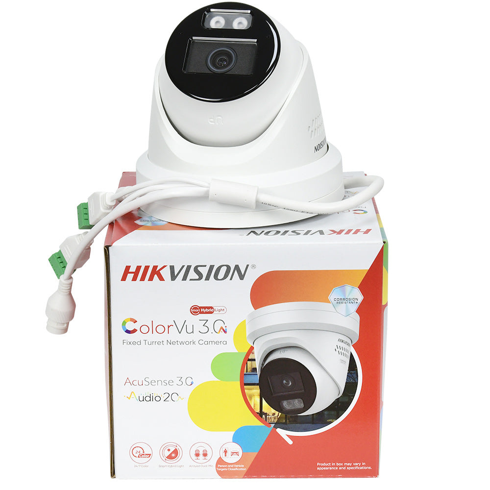 HITOSINO Hikvision 8MP ColorVu turret camera with audio, featuring a sleek black design and lens for high-quality security monitoring.