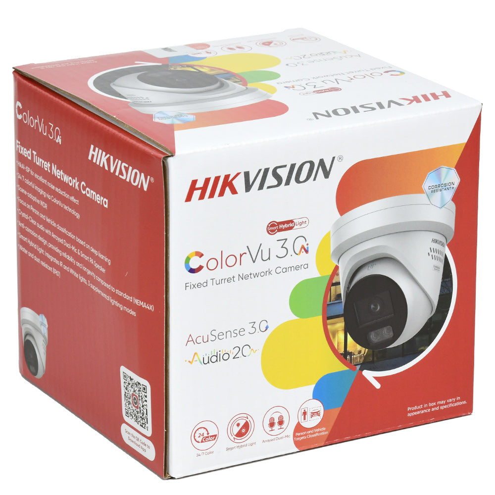 HITOSINO Hikvision 8MP ColorVu Turret Camera with Audio, model DS-2CD2387G3-LIS2UY/SL, showcasing the camera's lens and design