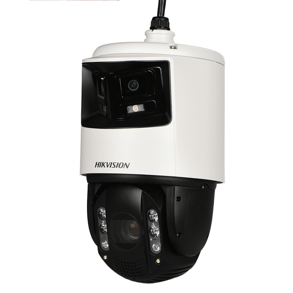Hikvision DS-2SE4C425MWG-E/26 6+4MP ColorVu PTZ camera with 25x zoom and panoramic view, featuring Acusense technology.