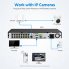 HITOSINO 16-channel 4K PoE NVR DS-7616NXI-K2/16P with AcuSense AI technology, showing front view with ports and status indicators.