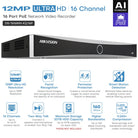 HITOSINO 16-channel NVR PoE 4K AcuSense AI network video recorder with 16 PoE ports and 4K resolution for surveillance.