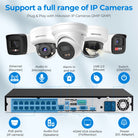 HITOSINO 16-channel NVR PoE 4K AcuSense AI security recorder with multiple Ethernet ports and sleek black design.
