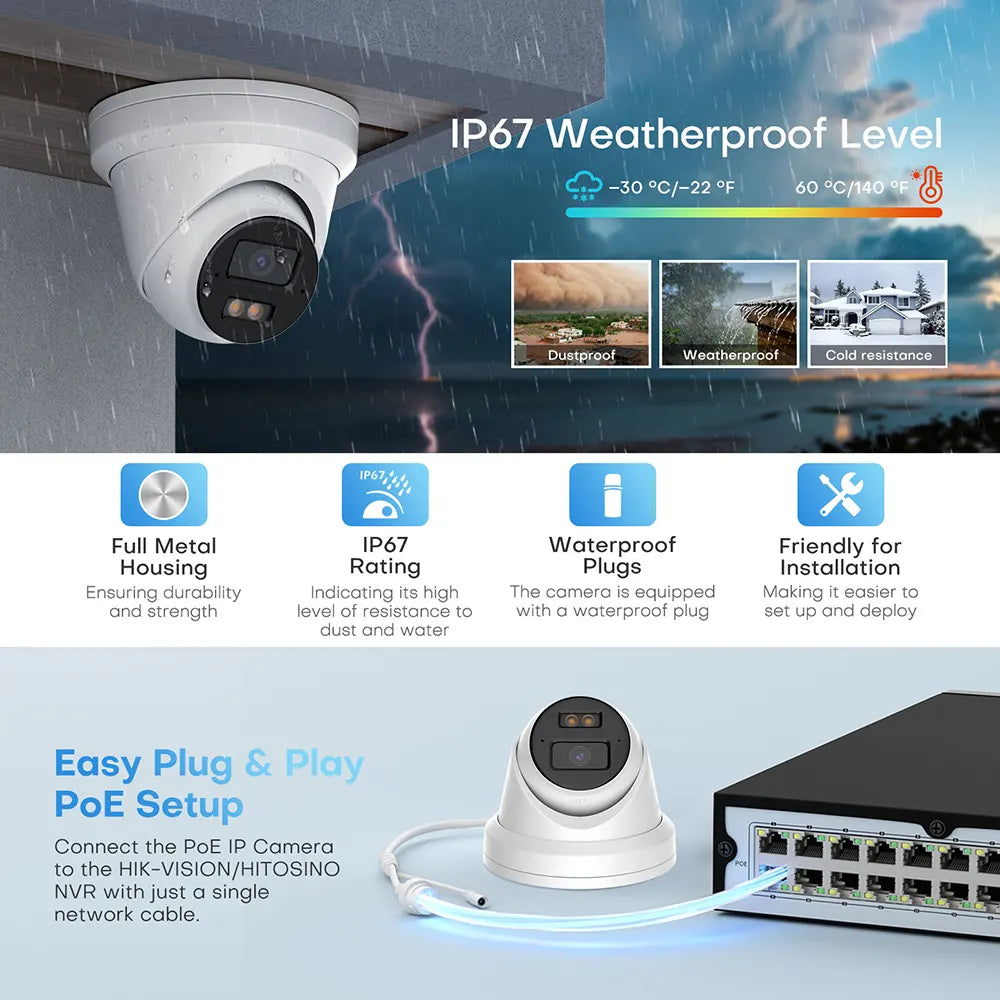 4K F1.6 Aperture Security Camera with Audio & Night Vision | HS-ET08G2-LI2A - HITOSINO