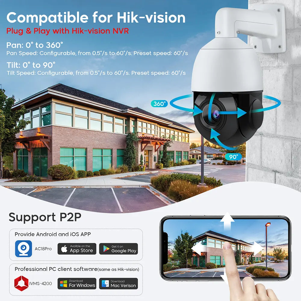8MP Long Range Zoom PTZ Surveillance Camera with Auto Tracking | PTZ-4818X-IZ - HITOSINO