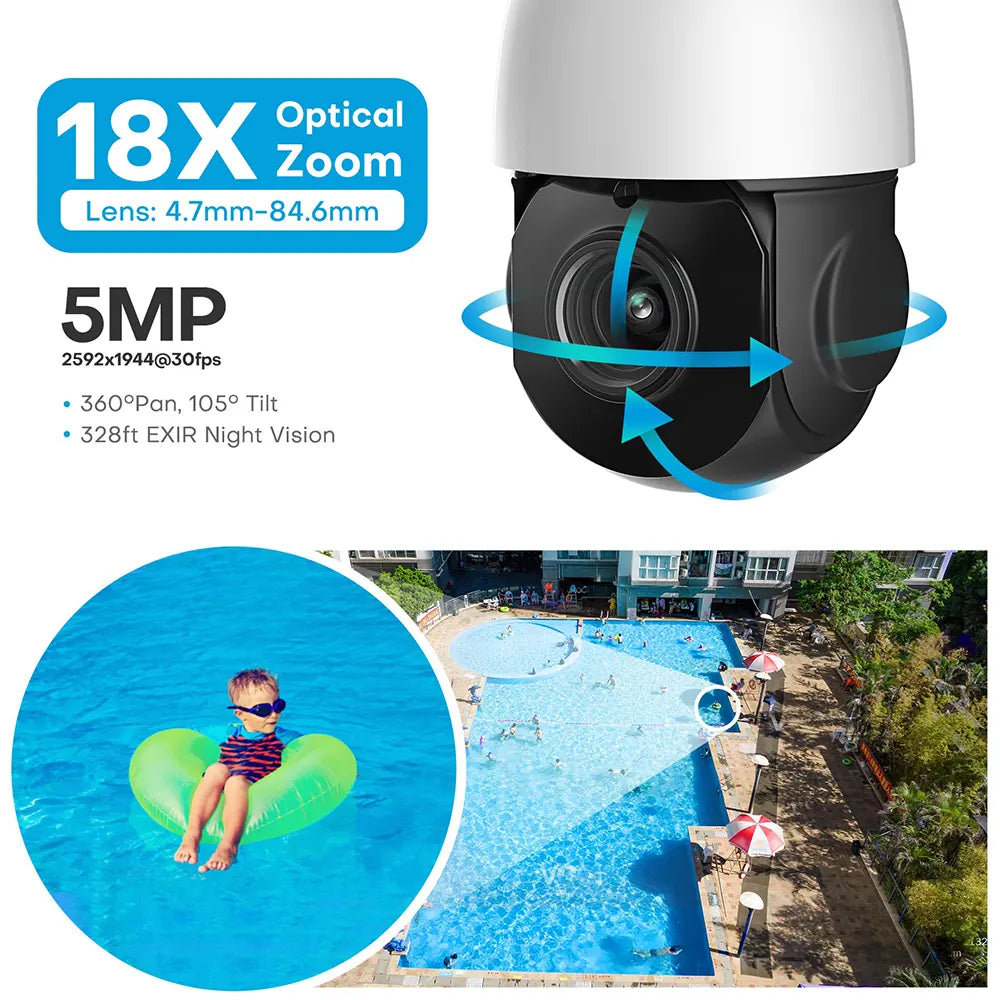 5MP Outdoor PoE PTZ Camera with Auto Tracking & Long Distance | PTZ-4518X-IZ - HITOSINO